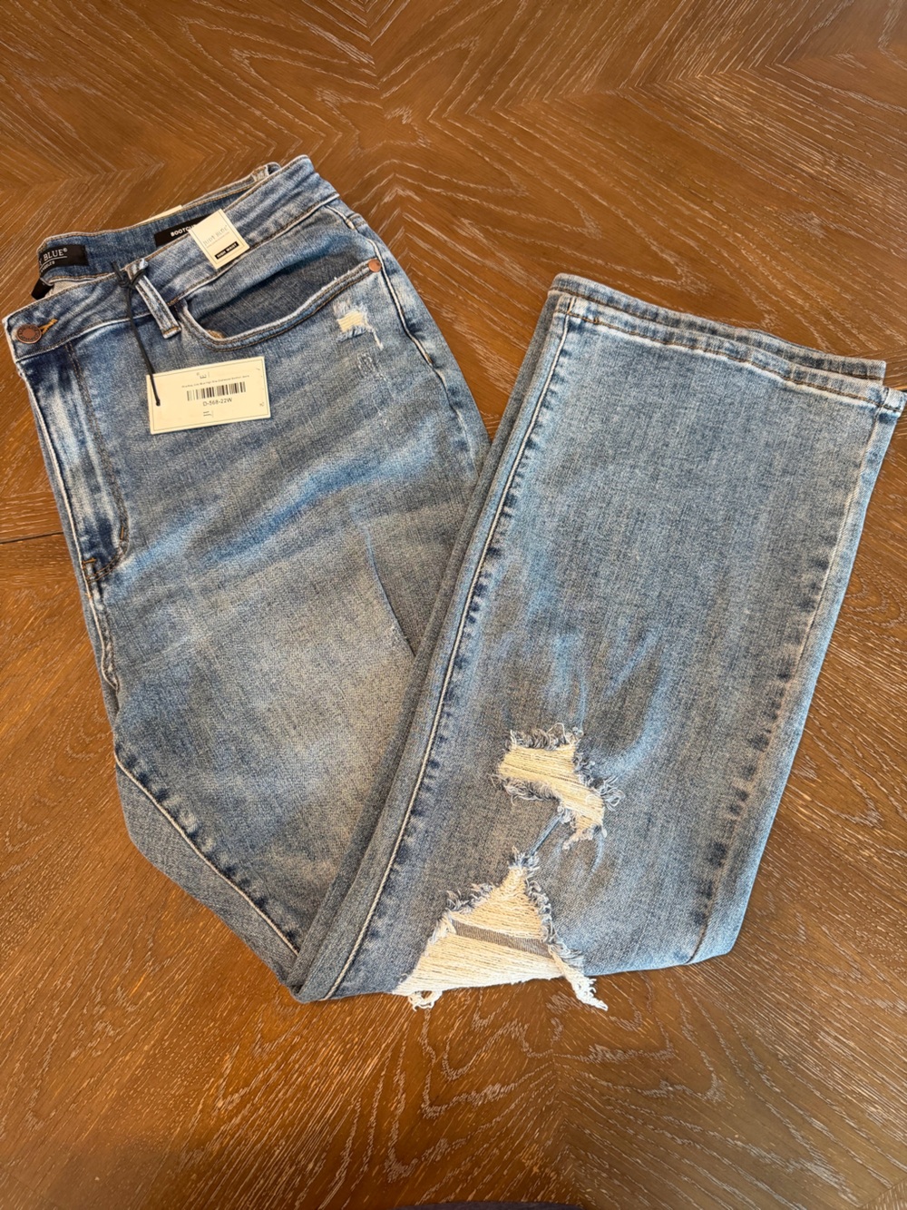 Judy Blue Light Blue Boot Cut Distressed Jeans